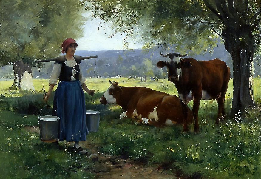 Julien Dupre Milkmaid with Cows 2